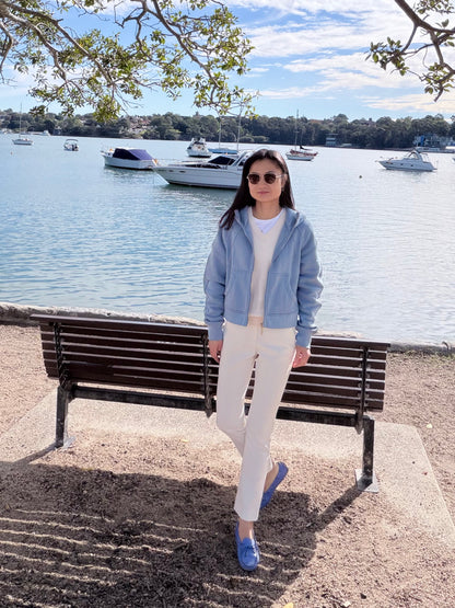 Misty-Blue Full-zip Hooded Jacket