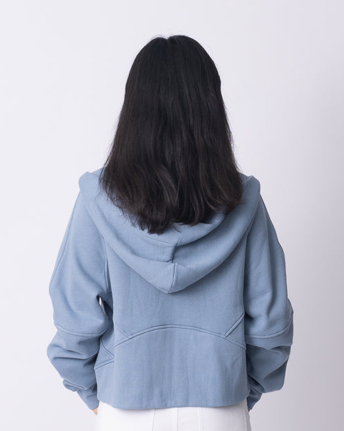 Misty-Blue Full-zip Hooded Jacket